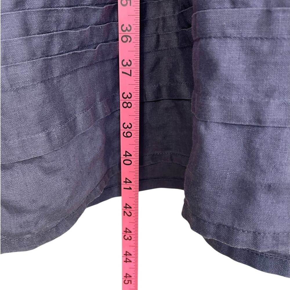 Sundance Linen Pintucked Short Sleeve Shift Dress Blue Sz Large Coastal Cottage - Picture 8 of 10